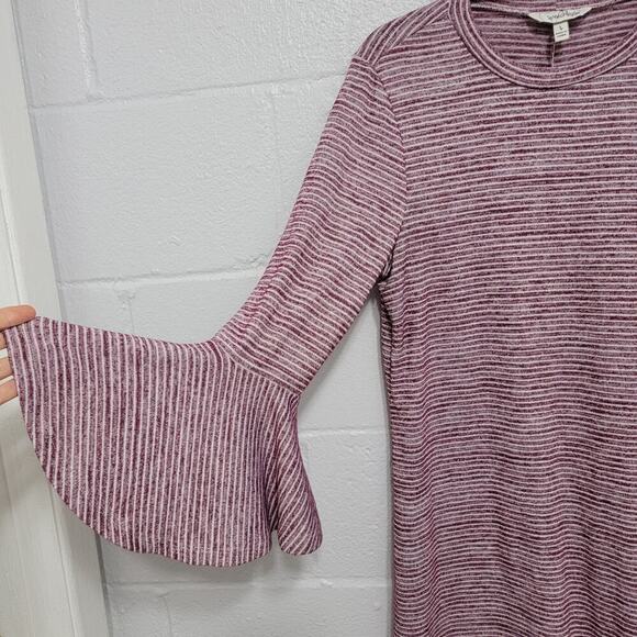 Speechless Purple Striped Dramatic Sleeve Dress Large 681 - Picture 4 of 12